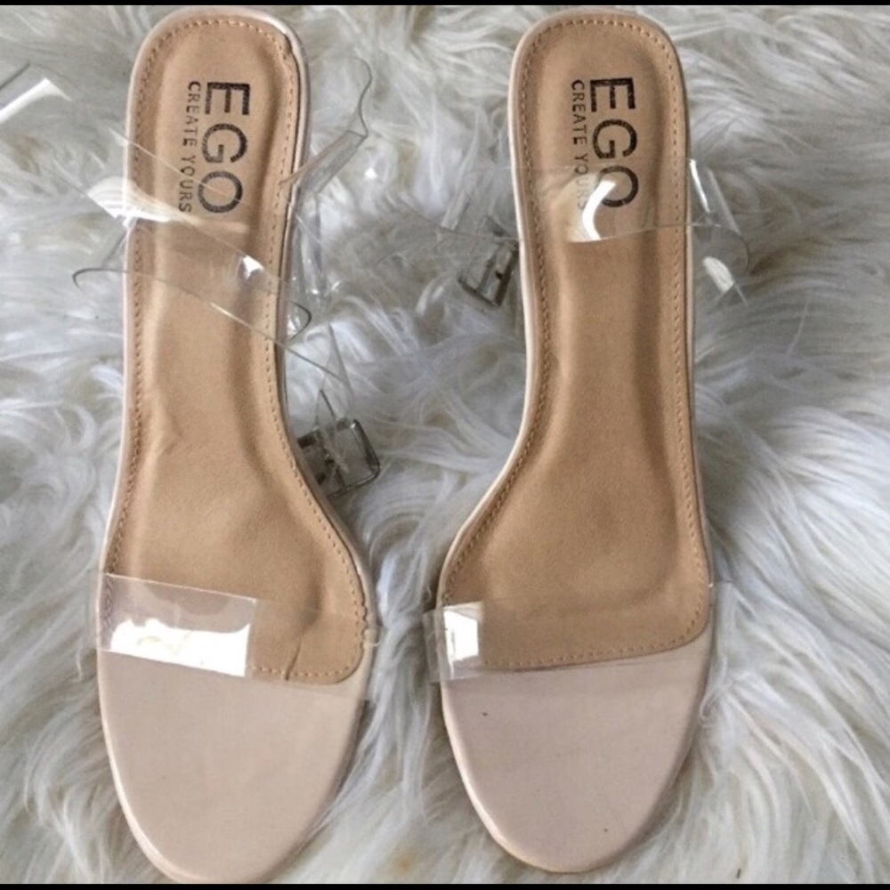 Clear Block Heels Size 7 - image 1